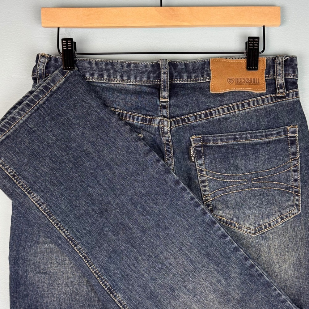 Rock & Roll Denim Hooey Double Barrel Relaxed Leg Jeans Men's 30x31 Dark Wash